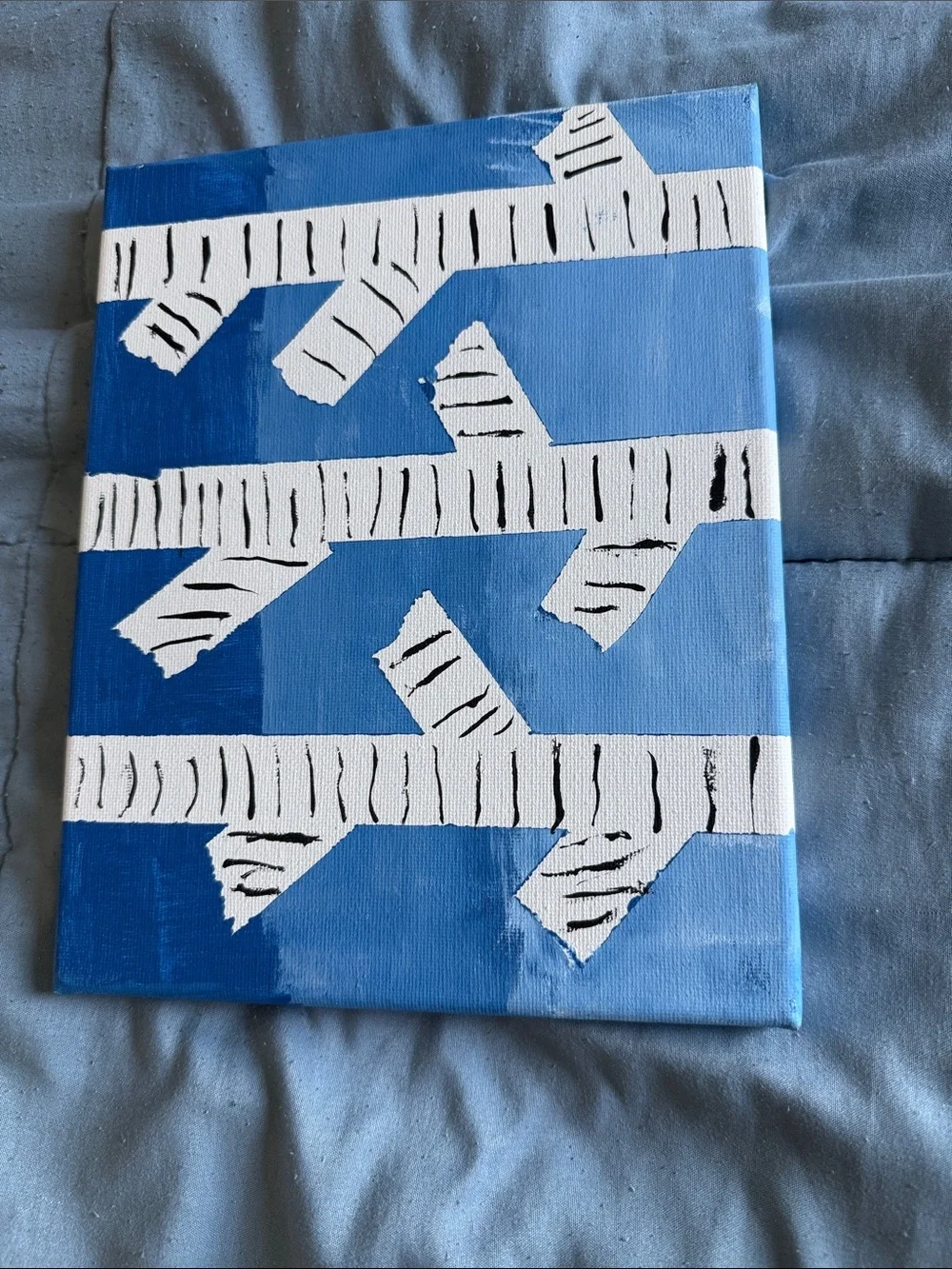 Blue Abstract Birch Tree Canvas Art